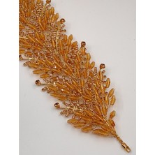 Mim Eşarp ve Şal Boncuklu, Çiçekli Kristal Gelin Tacı Saç ve Türban Aksesuarı