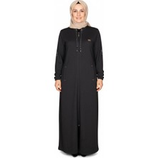 Hermevsim Hesna Kadın Zeren Büyük Beden Baharlık Boydan Siyah Pardesü