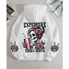 Amor Man Büyük Beden Özel Tasarım Kapüşonlu Kuru Kafa Sırt Baskılı Oversize Erkek Sweatshırt