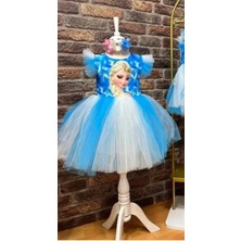 HN Sport Kız Çocuk Elsa Elbise Düğün Parti Doğum Günü Mezuniyet Etkinlik Taç Hediyeli