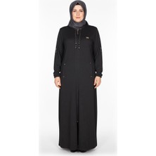 Hermevsim Hesna Kadın Zeren Battal Beden Baharlık Boydan Siyah Pardesü