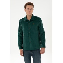 U.S. Polo Assn. Erkek Koyu Yeşil Uzun Kollu Kadife Gömlek 50316668-VR079