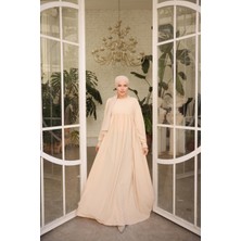 Nissra Ankanoor Bej Fırfırlı Robalı Elbise ANKA255062