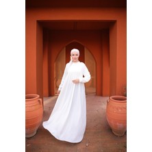 Nissra Ankanoor Ekru Fırfırlı Robalı Elbise ANKA255062