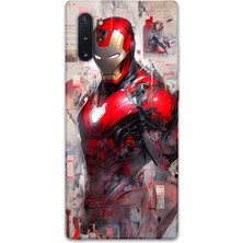 Gramaphone Galaxy Note 10 Plus Uyumlu Ironman Desenli Telefon Kılıfı + Ekran Koruyucu - 5828
