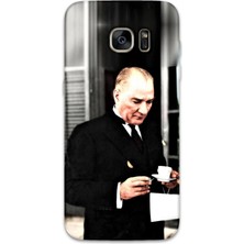 Gramaphone Galaxy S7 Edge Uyumlu Atatürk Desenli Telefon Kılıfı + Ekran Koruyucu - 5850
