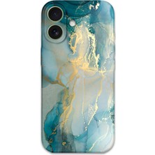 Gramaphone iPhone 16 Plus Uyumlu Mermer Desenli Telefon Kılıfı + Ekran Koruyucu - 5814
