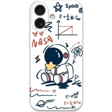 Gramaphone iPhone 16 Plus Uyumlu Astronot Desenli Telefon Kılıfı + Ekran Koruyucu - 5858