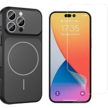 Tekno Grup Iphone 15 Pro Max Kılıf M-Safe Şarj Özellikli Kamera Camlı Formen Kapak-Siyah + Nano Ekran Koruyucu