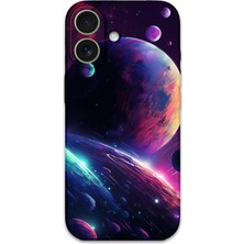 Gramaphone iPhone 16 Plus Uyumlu Uzay Desenli Telefon Kılıfı + Ekran Koruyucu - 5862