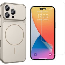 Tekno Grup Iphone 15 Pro Max Kılıf M-Safe Şarj Özellikli Kamera Camlı Formen Kapak-Gri + Nano Ekran Koruyucu