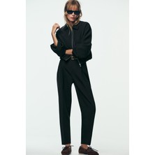 Açelya Okcu Premium Vento Kadın Orta Bel Kısa Paça Lycra Pantolon % 5 Elestan % 40 Viskon % 50 Pamuk