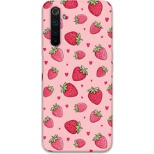 Gramaphone Realme 6 Pro Uyumlu Çilek Desenli Telefon Kılıfı + Ekran Koruyucu - 5804