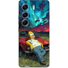 Gramaphone Tecno Camon 40 Pro 5g Uyumlu Simpson Desenli Telefon Kılıfı + Ekran Koruyucu - 5938