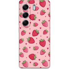 Gramaphone Tecno Camon 40 4g Uyumlu Çilek Desenli Telefon Kılıfı + Ekran Koruyucu - 5804