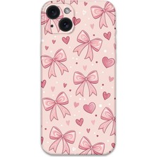 Gramaphone iPhone 15 Plus Uyumlu Kurdele Desenli Telefon Kılıfı + Ekran Koruyucu - 5802