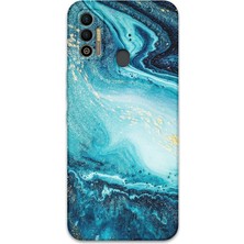 Gramaphone Tecno Spark 7t Uyumlu Mermer Desenli Telefon Kılıfı + Ekran Koruyucu - 5818