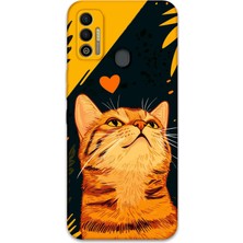 Gramaphone Tecno Spark 7t Uyumlu Kedi Desenli Telefon Kılıfı + Ekran Koruyucu - 5783