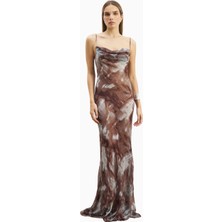 Because Of Alice Ruched Chiffon Maxi Dress Kadın Elbise