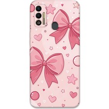 Gramaphone Tecno Spark 7t Uyumlu Kurdele Desenli Telefon Kılıfı + Ekran Koruyucu - 5803