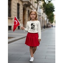 Zekids Çocuk Pamuklu Atatürk ve Imza Baskılı Uzun Kollu T-Shirt