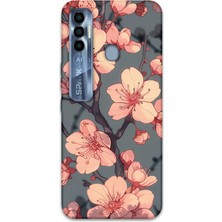 Gramaphone Tecno Spark 7 Pro Uyumlu Çiçek Desenli Telefon Kılıfı + Ekran Koruyucu - 5801