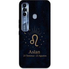 Gramaphone Tecno Spark 7 Pro Uyumlu Aslan Burcu Desenli Telefon Kılıfı + Ekran Koruyucu - 5772