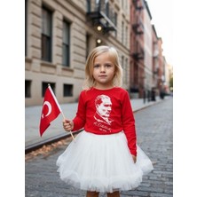 Zekids Çocuk Pamuklu Atatürk ve Imza Baskılı Uzun Kollu T-Shirt