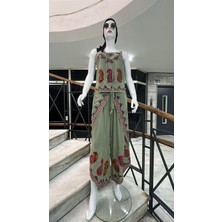 Bohem Stil Otantik Nakış Işlemeli Harem Şalvar Pantolon Buluz Takım