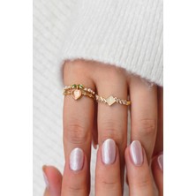 Trend Collection Aşkın Işıltısı Gold Kadın Yüzük Set