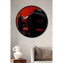 Teona Ahşap Çerçeve Görünümlü Kırmızı Gecede Yansıyan Hız Dekoratif Ahşap Mdf Tablo Yuvarlak Tablo