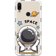 Gramaphone Xiaomi Redmi Note 7 Uyumlu Astronot Desenli Telefon Kılıfı + Ekran Koruyucu - 5865