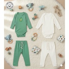 2 Li Premium Set %100PAMUK0-3 Ay/24-36 Ay (3 Yaş)Arası Nakışlı Zıbın Çıtçıtlı Body ve Pantolon Takımı Unisex Kız Erkek Bebek ve Çocuk