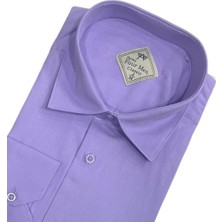 Eren Style Klasik %100 Cotton Uzun Kollu Terletmeyen Kışlık Flanel Kumaş Mor Gömlek (Regular Kalıp)