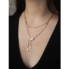 Gistoria Zarif Ay ve Minik Yıldızlar Sallantılı Kolye