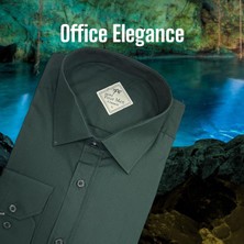 Eren Style Klasik %100 Cotton Uzun Kollu Terletmeyen Kışlık Flanel Kumaş Yeşil Gömlek (Regular Kalıp)