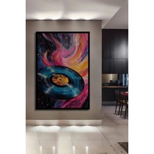 Teona Ahşap Çerçeve Görünümlü Kozmik Plak Renk Cümbüşü Ahşap Mdf Dekoratif Tablo Dikdörtgen Tablo