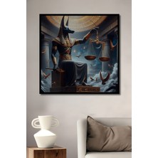 Teona Ahşap Çerçeve Görünümlü Mısır Mitolojisi Anubis Dekoratif Ahşap Mdf Tablo Dikdörtgen Tablo