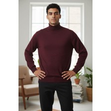 Eren Style Uzun Kollu Bordo Balıkçı Yaka Kazak (Unisex)