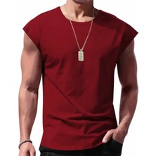 Amor Man Büyük Beden Özel Tasarım Baskısız Düz Renk %100 Pamuk Ter Tutmayan Modern Üretim Kolsuz Erkek T-Shırt