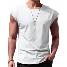 Amor Man Büyük Beden Özel Tasarım Baskısız Düz Renk %100 Pamuk Ter Tutmayan Modern Üretim Kolsuz Erkek T-Shırt