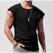 Amor Man Büyük Beden Özel Tasarım Baskısız Düz Renk %100 Pamuk Ter Tutmayan Modern Üretim Kolsuz Erkek T-Shırt