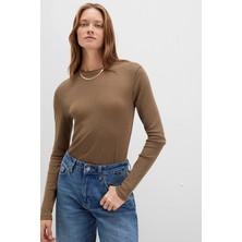 Mavi Uzun Kollu Kahverengi Tişört 1613352-71590