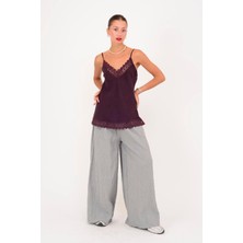 Eren Style Dantel Detaylı Askılı Keten Bluz