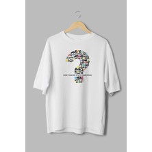Overoz %100 Pamuk Oversize Tshirt Don't Ask Me Soru Işareti Baskılı T-Shirt Bisiklet Yaka Tişört T1048