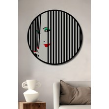 Teona Ahşap Çerçeve Görünümlü Gızemlı Kadın Dekoratif Ahşap Mdf Ev Duvar Tablo Yuvarlak Ev Duvar Tablo