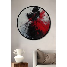 Teona Ahşap Çerçeve Görünümlü Soyut Kırmızı Dansçı Dekoratif Ahşap Mdf Ev Duvar Tablo Yuvarlak Ev Duvar Tablo