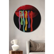 Teona Ahşap Renkli Dudaklar Dekoratif Ahşap Mdf Ev/işyeri Duvar Tablo Yuvarlak Ev/işyeri Duvar Tablo