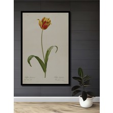 Teona Ahşap Çerçeve Görünümlü Dekoratif Ahşap Mdf Tablo Lale Sanatı Vintage Çiçek Deseni Dikdörtgen Tablo