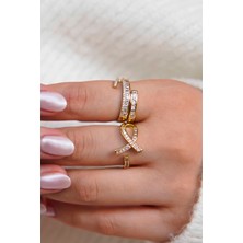 Trend Collection Işıltılı Kurdele ve Spiral Taşlı Vip Kadın Yüzük Seti